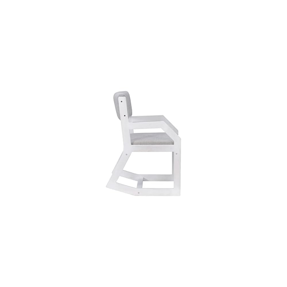 Linon Home Decor Products Karlee White 2 Position Sled Base Chair with Grey Upholstery