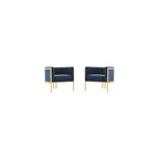 Manhattan Comfort Paramount Velvet Accent Armchair Set of 2, Polished Brass Frame with Geometric Legs, Art Deco Chair, 1920s Glamour, Fully Assembled, Living Room Lounge Seat, Warm Grey
