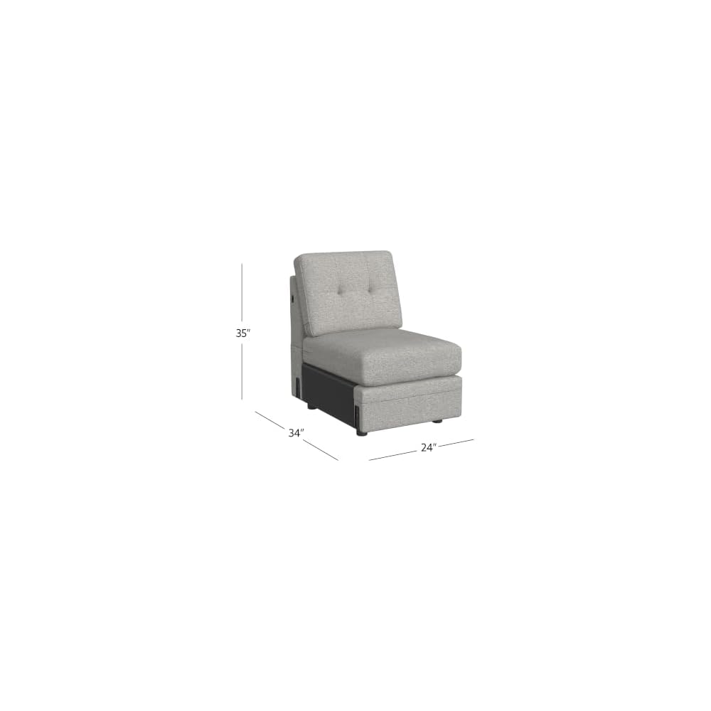 Linon KYVOS Mallory 24" Modular Armless Chair in Grey Mist Chenille