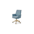 Blue Leather Office Chair, Mid Century Home Office Desk Chair