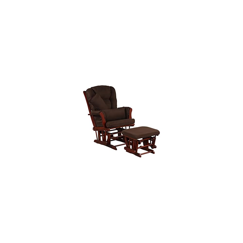 Artiva USA Wood Glider Chair and Ottoman Mircofiber Cushion Set