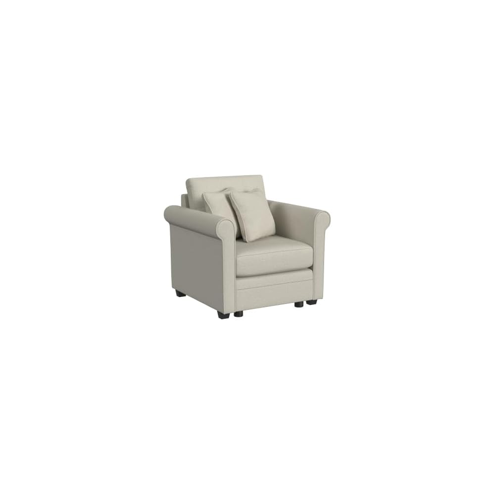 Linon KYVOS Mallory 24" Modular Armless Chair in Grey Mist Chenille