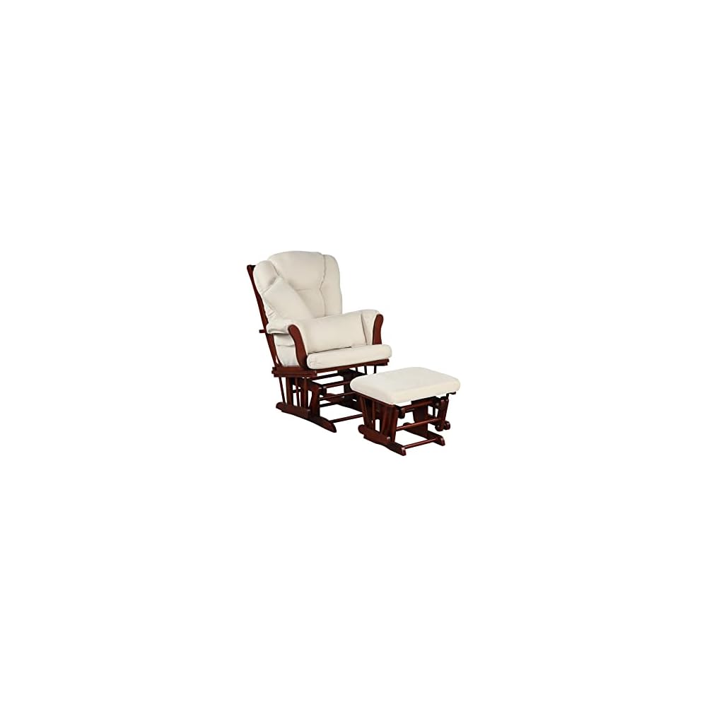Artiva USA Wood Glider Chair and Ottoman Mircofiber Cushion Set