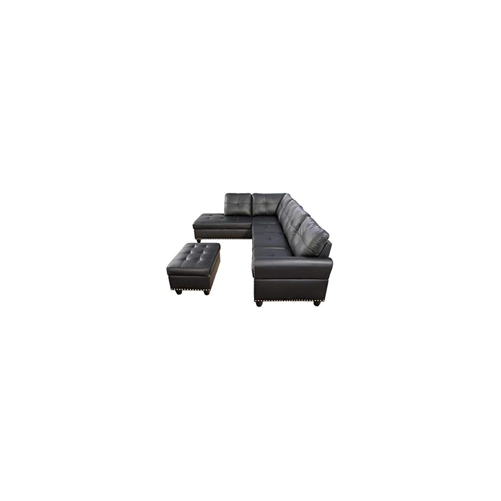 92" 3 Piece L-Shape Sleeper Sofa Convertible Sectional Couch with Storage Chaise and Pull-Out Bed for Living Room,W/Side Open Cup Holder,for Dorm,Apartment,Studio,Office,Dark Gray