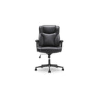 BOWERY HILL Faux Leather Modern Swivel Executive Office Desk Chair, Height Adjustable Upholstered Rolling Chair for Meeting Room, Comfortable Computer Chair for Home Office and Study Room, Black