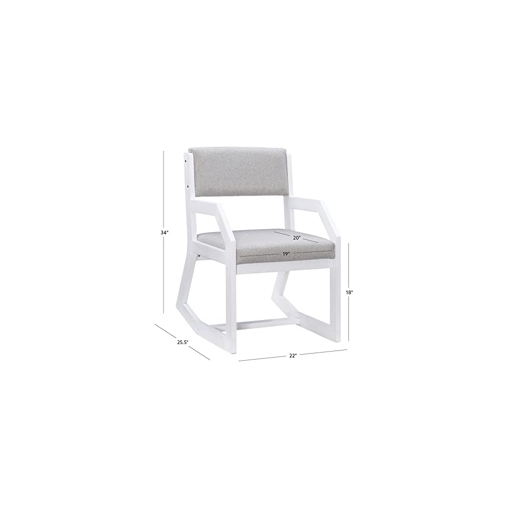 Linon Home Decor Products Karlee White 2 Position Sled Base Chair with Grey Upholstery