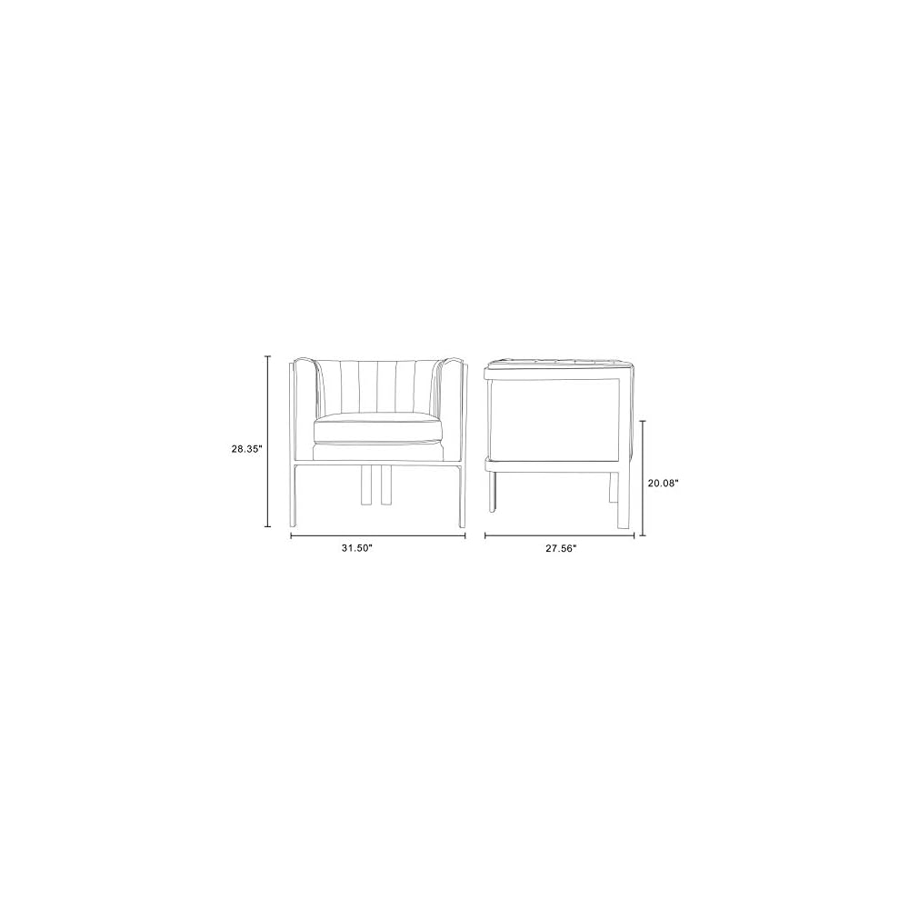 Manhattan Comfort Paramount Velvet Accent Armchair Set of 2, Polished Brass Frame with Geometric Legs, Art Deco Chair, 1920s Glamour, Fully Assembled, Living Room Lounge Seat, Warm Grey