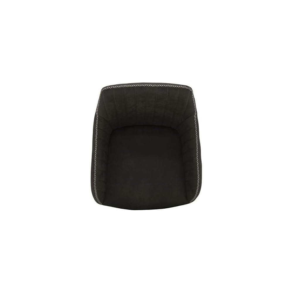 Calico Designs Adelaide Mid-Back Swivel Office Accent Chair – Dark Gray Faux Suede Tufted Upholstery, White Metal Legs, 250-lb Capacity – Modern Accent Home Office Swivel Seat