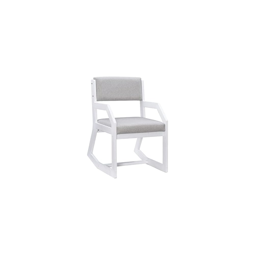 Linon Home Decor Products Karlee White 2 Position Sled Base Chair with Grey Upholstery