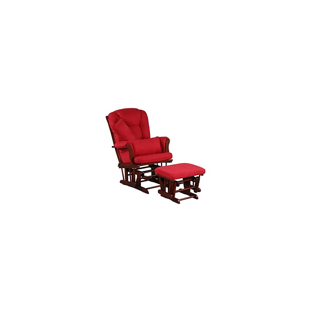 Artiva USA Wood Glider Chair and Ottoman Mircofiber Cushion Set