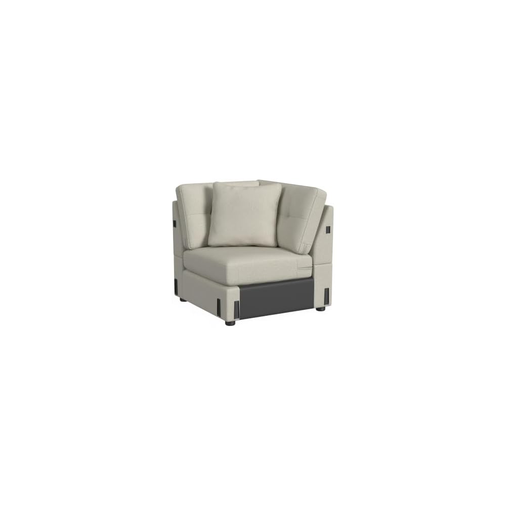 Linon KYVOS Mallory 24" Modular Armless Chair in Grey Mist Chenille