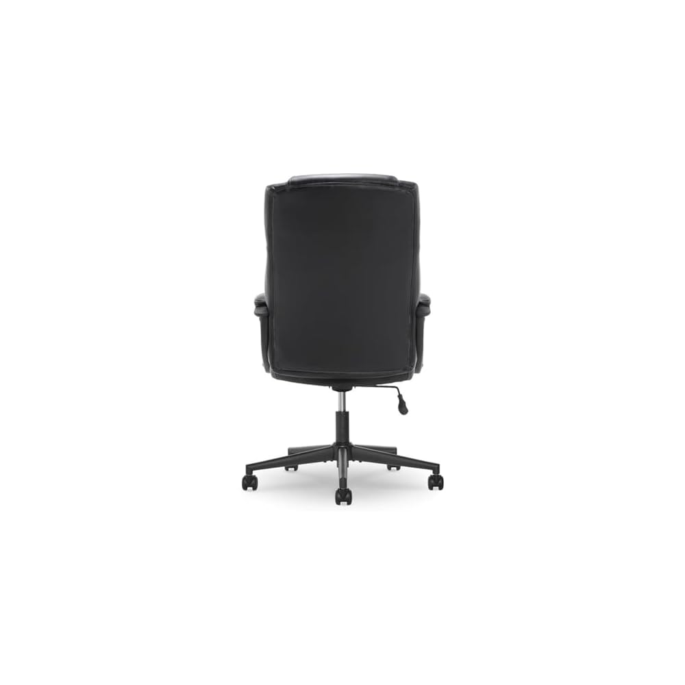BOWERY HILL Faux Leather Modern Swivel Executive Office Desk Chair, Height Adjustable Upholstered Rolling Chair for Meeting Room, Comfortable Computer Chair for Home Office and Study Room, Black