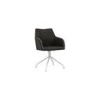 Calico Designs Adelaide Mid-Back Swivel Office Accent Chair – Dark Gray Faux Suede Tufted Upholstery, White Metal Legs, 250-lb Capacity – Modern Accent Home Office Swivel Seat