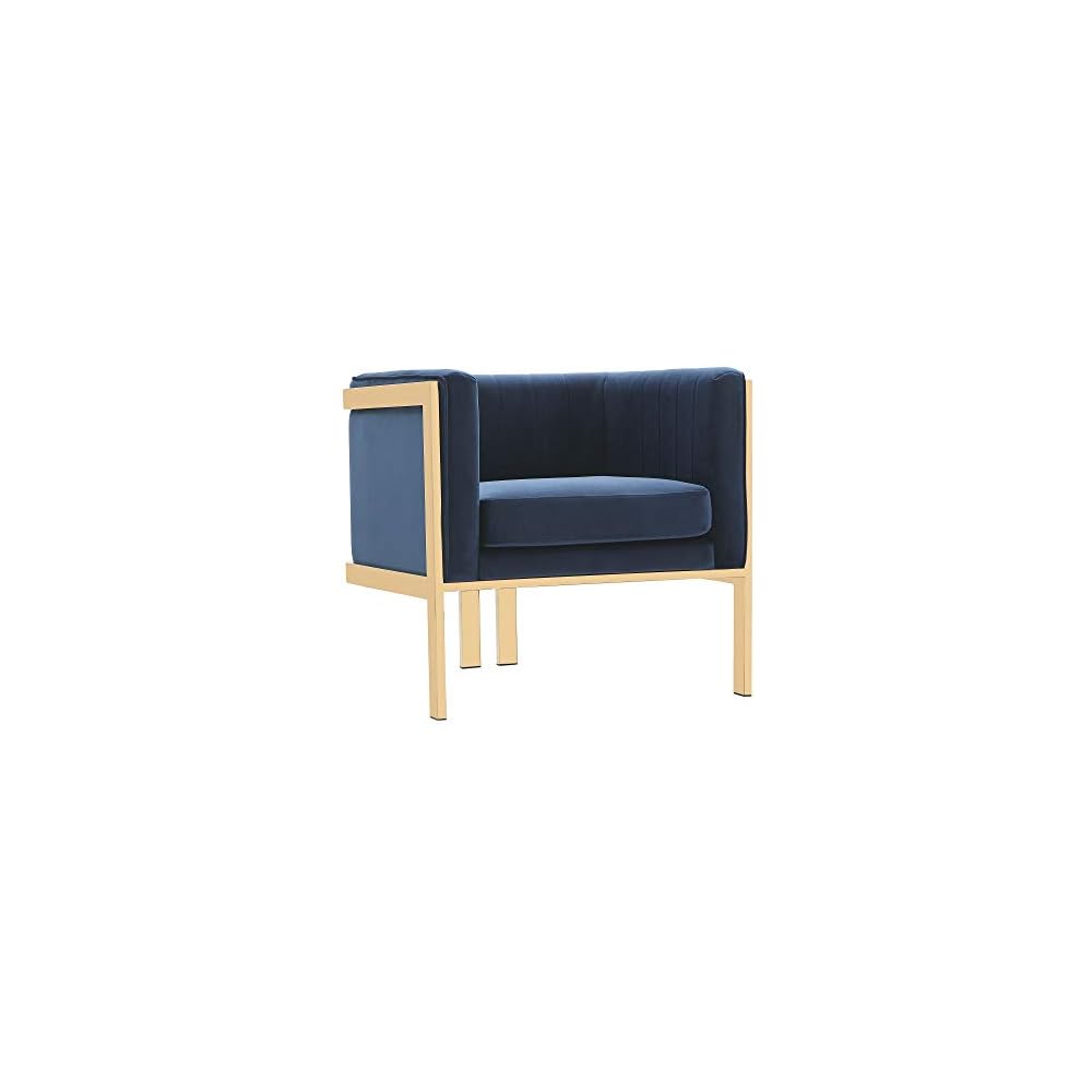 Manhattan Comfort Paramount Velvet Accent Armchair Set of 2, Polished Brass Frame with Geometric Legs, Art Deco Chair, 1920s Glamour, Fully Assembled, Living Room Lounge Seat, Warm Grey