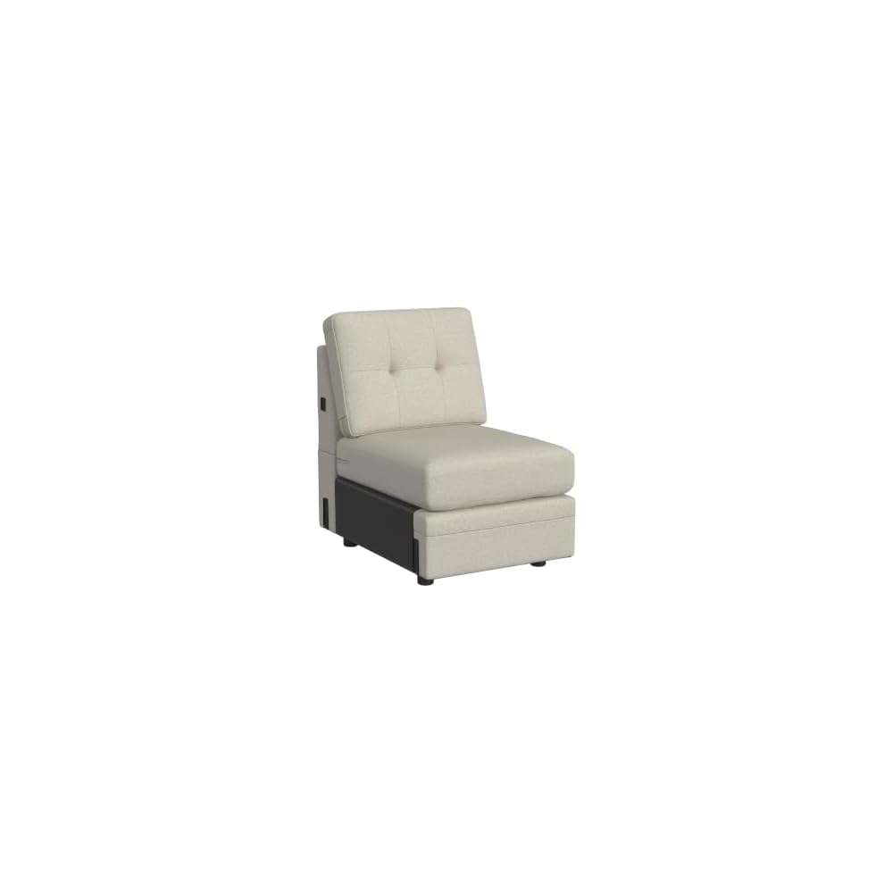 Linon KYVOS Mallory 24" Modular Armless Chair in Grey Mist Chenille