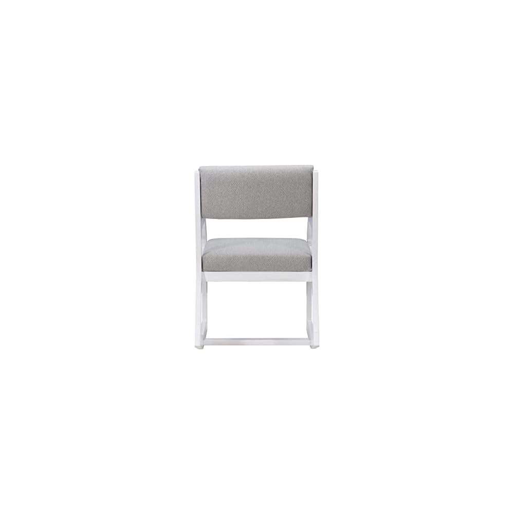 Linon Home Decor Products Karlee White 2 Position Sled Base Chair with Grey Upholstery