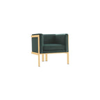 Manhattan Comfort Paramount Velvet Accent Armchair Set of 2, Polished Brass Frame with Geometric Legs, Art Deco Chair, 1920s Glamour, Fully Assembled, Living Room Lounge Seat, Warm Grey