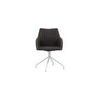 Calico Designs Adelaide Mid-Back Swivel Office Accent Chair – Dark Gray Faux Suede Tufted Upholstery, White Metal Legs, 250-lb Capacity – Modern Accent Home Office Swivel Seat