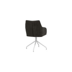 Calico Designs Adelaide Mid-Back Swivel Office Accent Chair – Dark Gray Faux Suede Tufted Upholstery, White Metal Legs, 250-lb Capacity – Modern Accent Home Office Swivel Seat