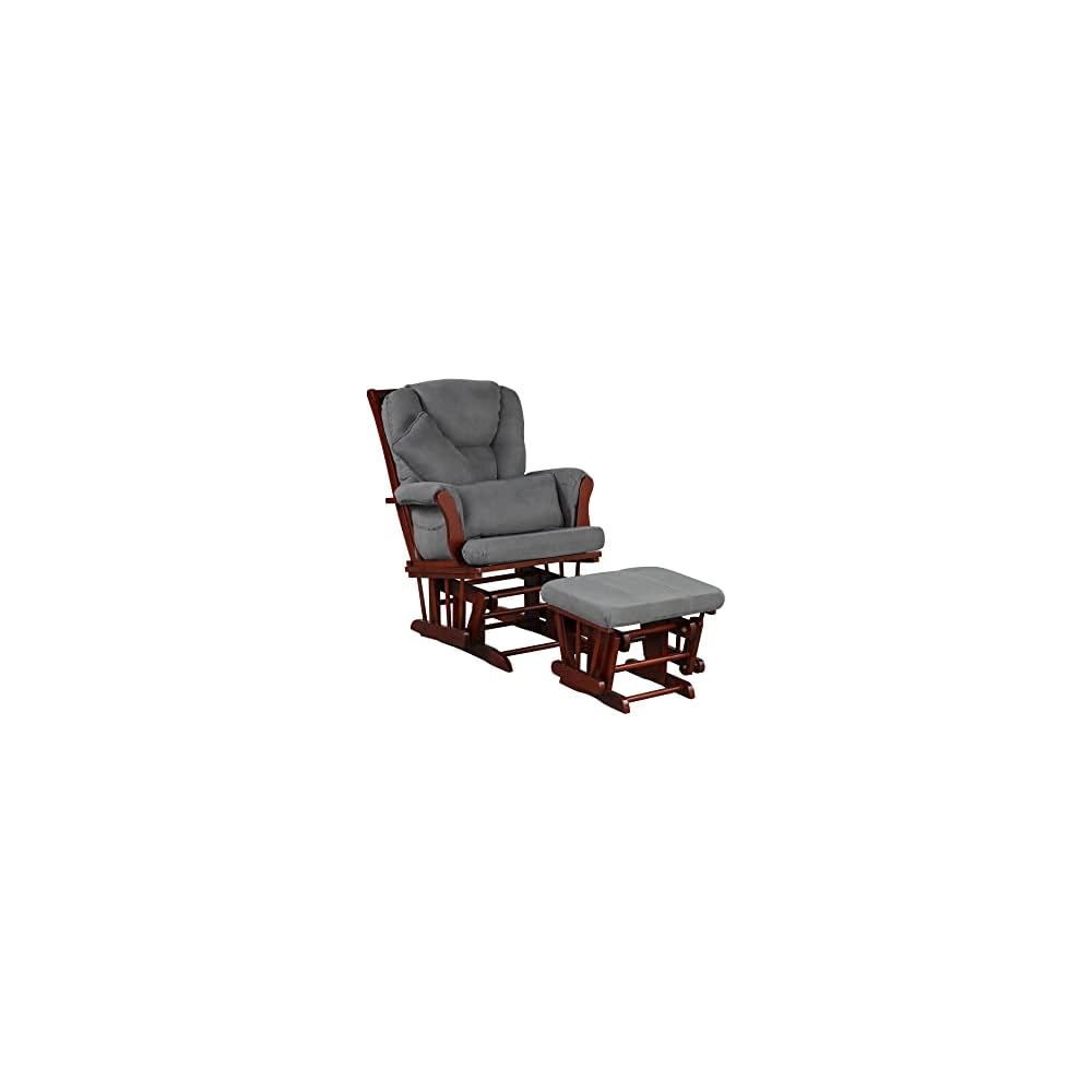 Artiva USA Wood Glider Chair and Ottoman Mircofiber Cushion Set
