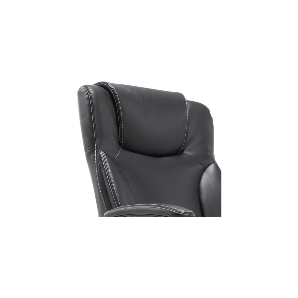 BOWERY HILL Faux Leather Modern Swivel Executive Office Desk Chair, Height Adjustable Upholstered Rolling Chair for Meeting Room, Comfortable Computer Chair for Home Office and Study Room, Black