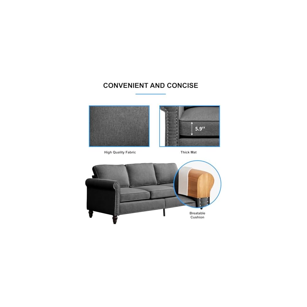 PUREMIND 3 Piece Living Room Sofa Sets Furniture, Sectional Couch and Loveseat and Armchair Set, Modern 3 Seater Sofa + 2 Seater Couch+ Accent Chair Furniture Set for Living Room