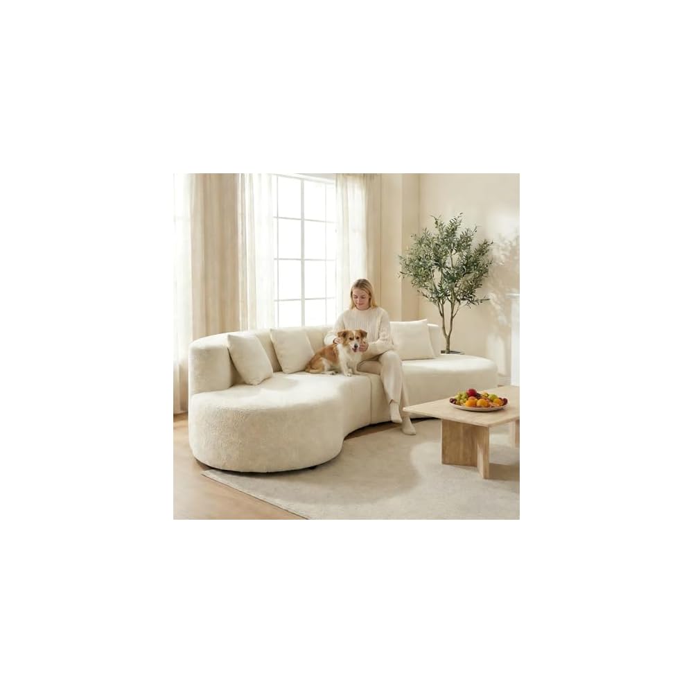 Curved Sofa 95.3” Modern Cloud Sectional Couch