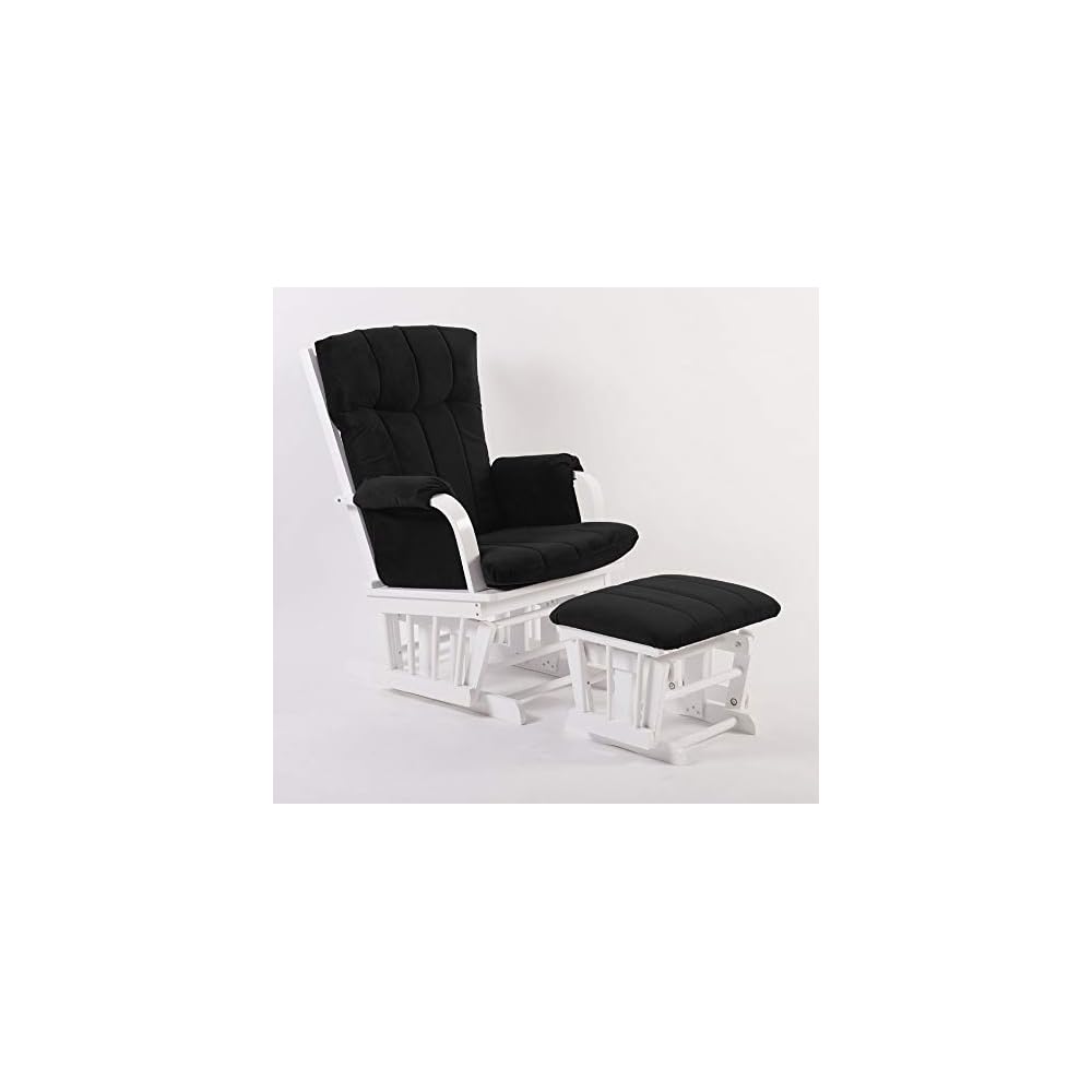 Artiva USA Wood Glider Chair and Ottoman Mircofiber Cushion Set