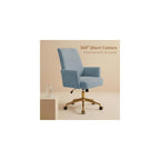 Blue Leather Office Chair, Mid Century Home Office Desk Chair