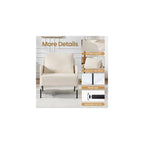 Beige Chenille Single Sofa for Living Room,Deep Seat Sofa with Throw Pillow
