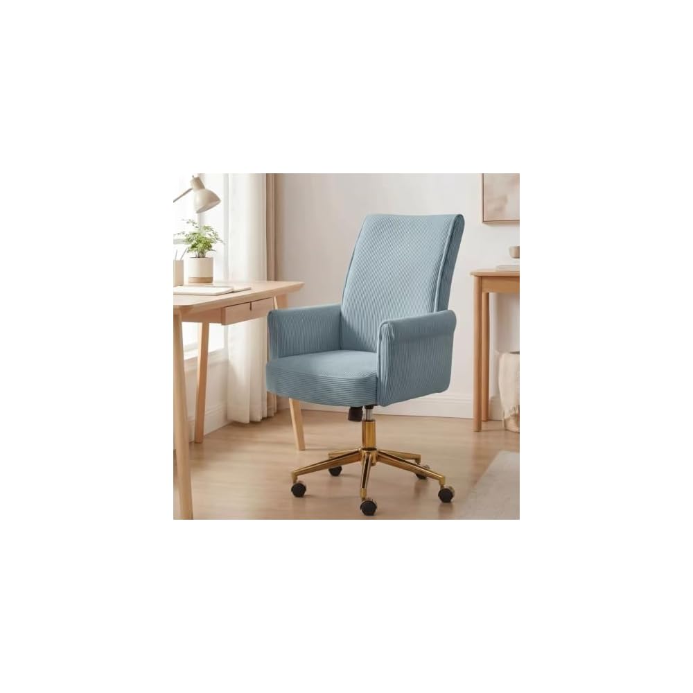 Blue Leather Office Chair, Mid Century Home Office Desk Chair