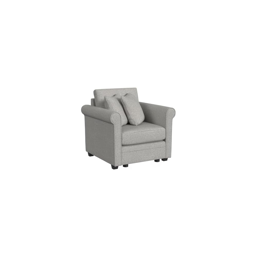 Linon KYVOS Mallory 24" Modular Armless Chair in Grey Mist Chenille