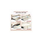 VINGLI Convertible Sofa Bed Couches for Living Room, Sleeper Sofa with Pull Out Couch Bed, Cloud-Like Plush Fleece L-Shape Sectional Couch with Storage Chaise, USB Charging, Side Pockets (Beige)