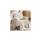 Beige Chenille Single Sofa for Living Room,Deep Seat Sofa with Throw Pillow