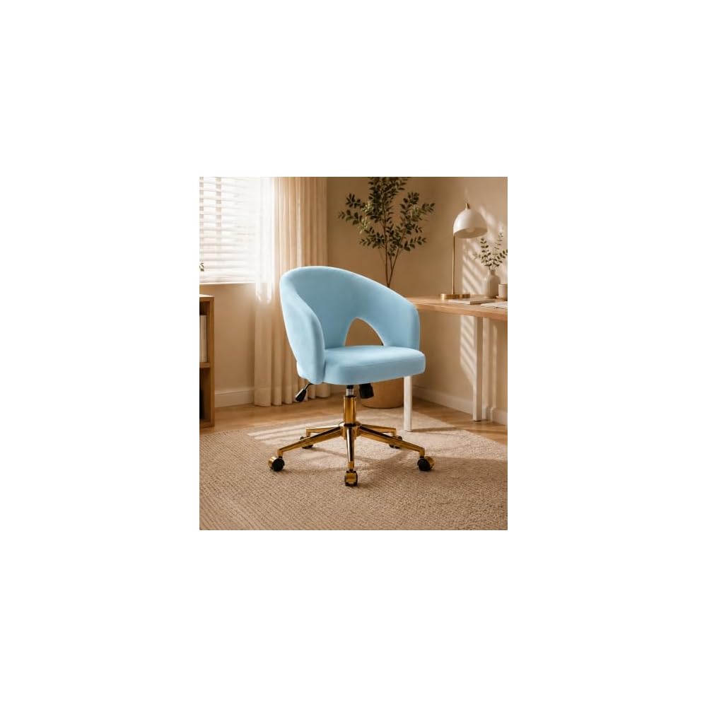 Blue Leather Office Chair, Mid Century Home Office Desk Chair