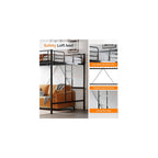 VINGLI Queen Loft Bed with Flat Rungs for Adults, Kids and Young Teens, No Box Spring Required,Heavy Duty Metal Slat Support, Black