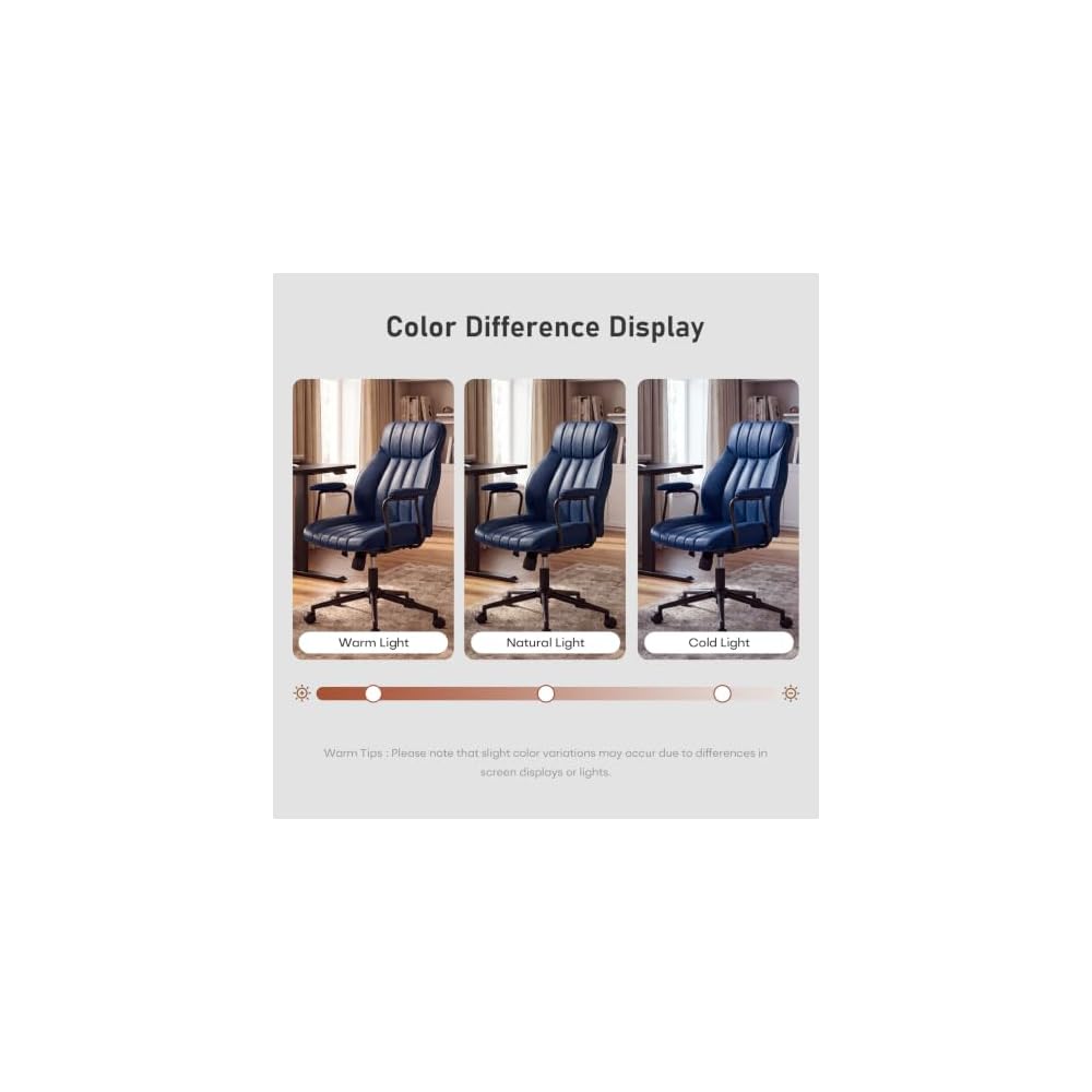 Blue Leather Office Chair, Mid Century Home Office Desk Chair