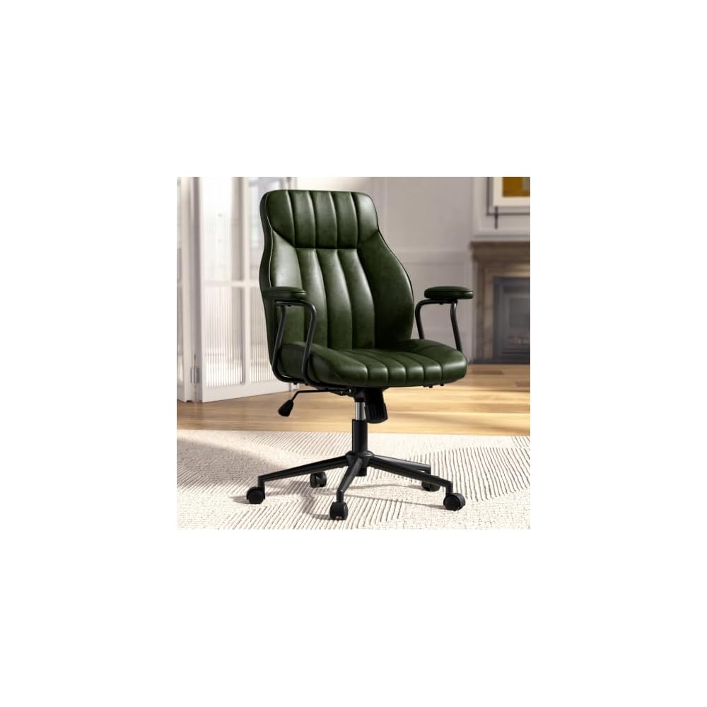 Blue Leather Office Chair, Mid Century Home Office Desk Chair