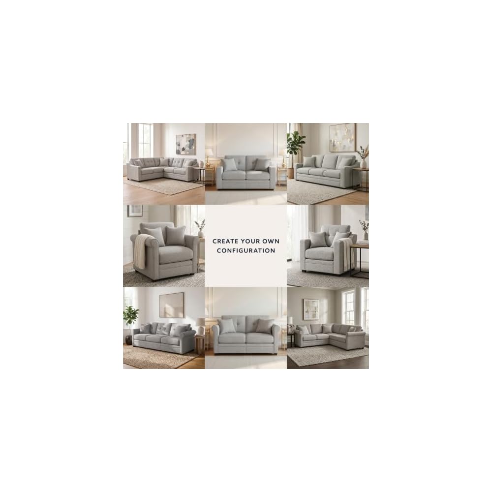 Linon KYVOS Mallory 24" Modular Armless Chair in Grey Mist Chenille