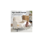 Beige Chenille Single Sofa for Living Room,Deep Seat Sofa with Throw Pillow