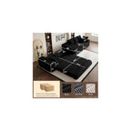 159" Boneless Couch, Corduroy Convertible Modular Floor Sofa Bed, Black