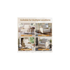 Beige Chenille Single Sofa for Living Room,Deep Seat Sofa with Throw Pillow