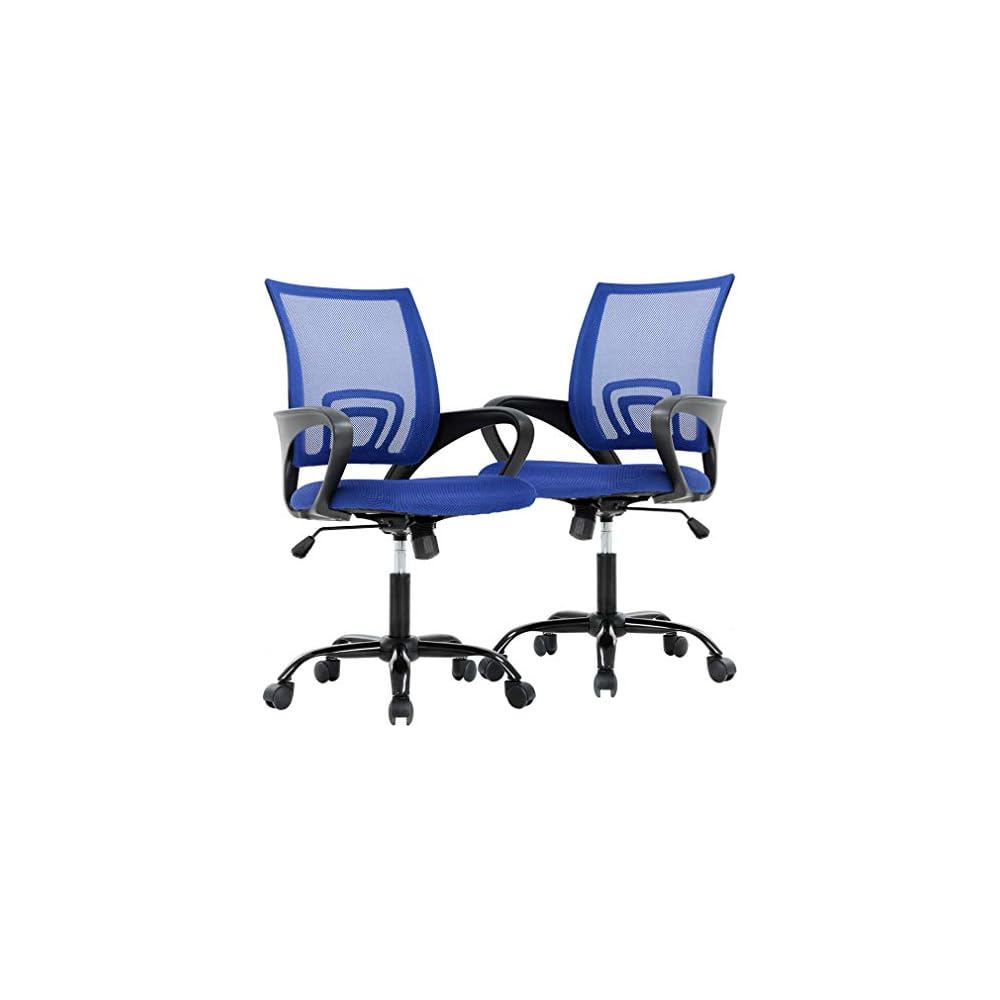 Blue Leather Office Chair, Mid Century Home Office Desk Chair
