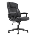 BOWERY HILL Faux Leather Modern Swivel Executive Office Desk Chair, Height Adjustable Upholstered Rolling Chair for Meeting Room, Comfortable Computer Chair for Home Office and Study Room, Black