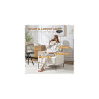 Beige Chenille Single Sofa for Living Room,Deep Seat Sofa with Throw Pillow
