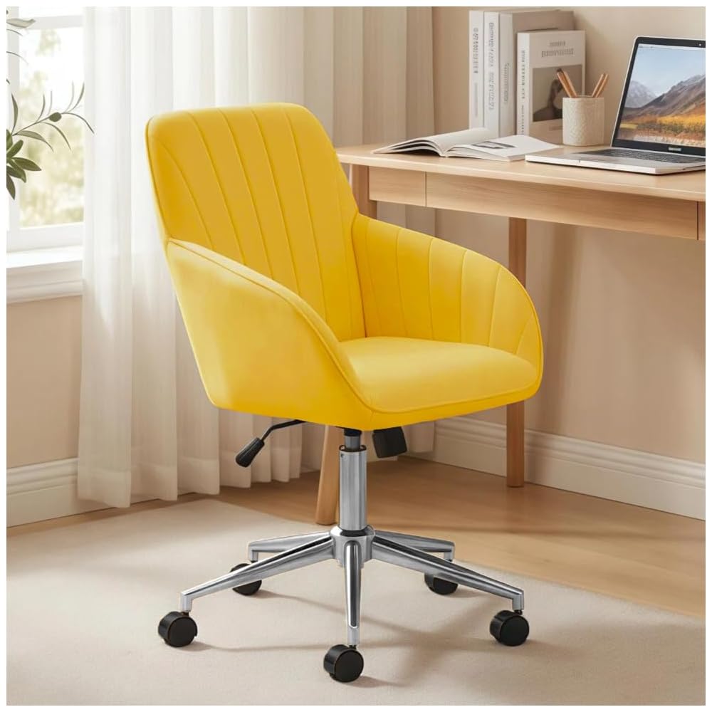 Blue Leather Office Chair, Mid Century Home Office Desk Chair