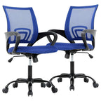 Blue Leather Office Chair, Mid Century Home Office Desk Chair