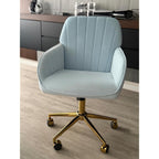 Blue Leather Office Chair, Mid Century Home Office Desk Chair