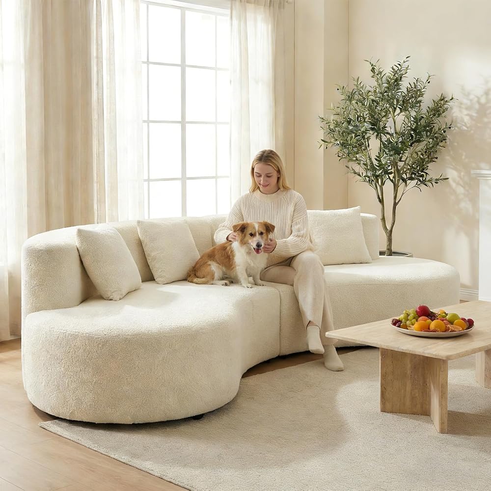 Curved Sofa 95.3” Modern Cloud Sectional Couch