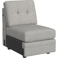 Linon KYVOS Mallory 24" Modular Armless Chair in Grey Mist Chenille